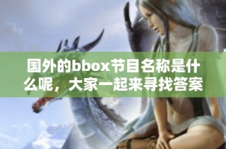 国外的bbox节目名称是什么呢，大家一起来寻找答案吧