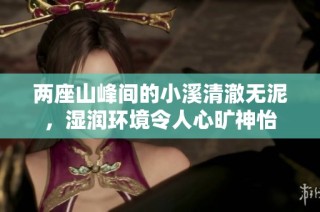 两座山峰间的小溪清澈无泥，湿润环境令人心旷神怡