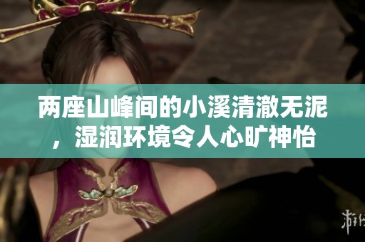 两座山峰间的小溪清澈无泥，湿润环境令人心旷神怡