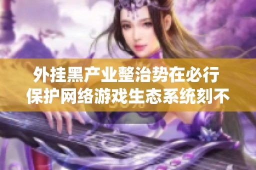 外挂黑产业整治势在必行 保护网络游戏生态系统刻不容缓